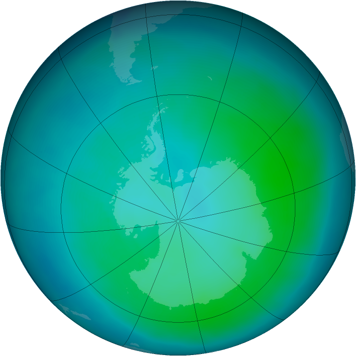 Antarctic ozone map for February 2014